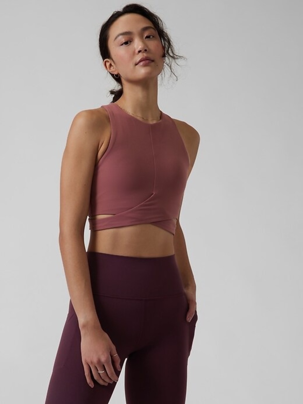 NWT Athleta Conscious Cut Out Crop A-C Sports Bra Small Mauve Powervita Yoga